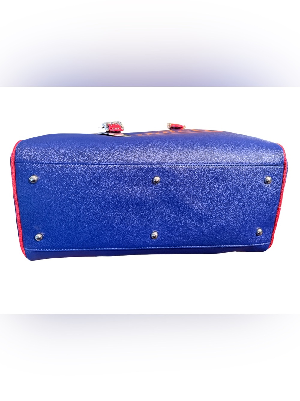 Von Dutch Originals NWT Weekender Red & Blue & Crystal Buckle Duffle Bag (P226) - Picture 9 of 13